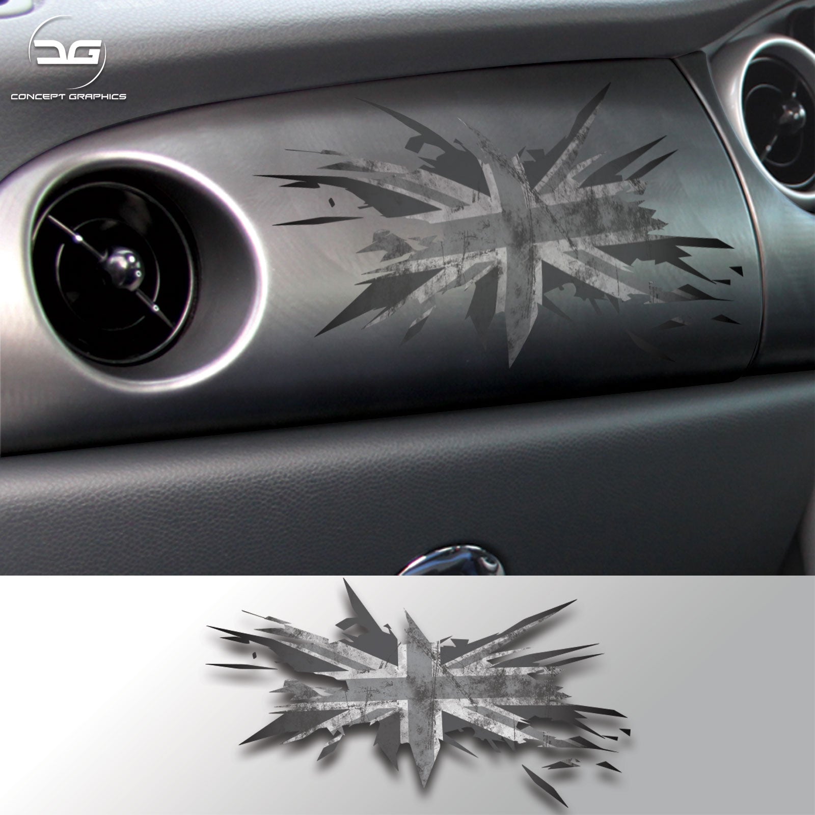 Mini Cooper S R53 Union Jack Dashboard Sticker | Concept Graphics