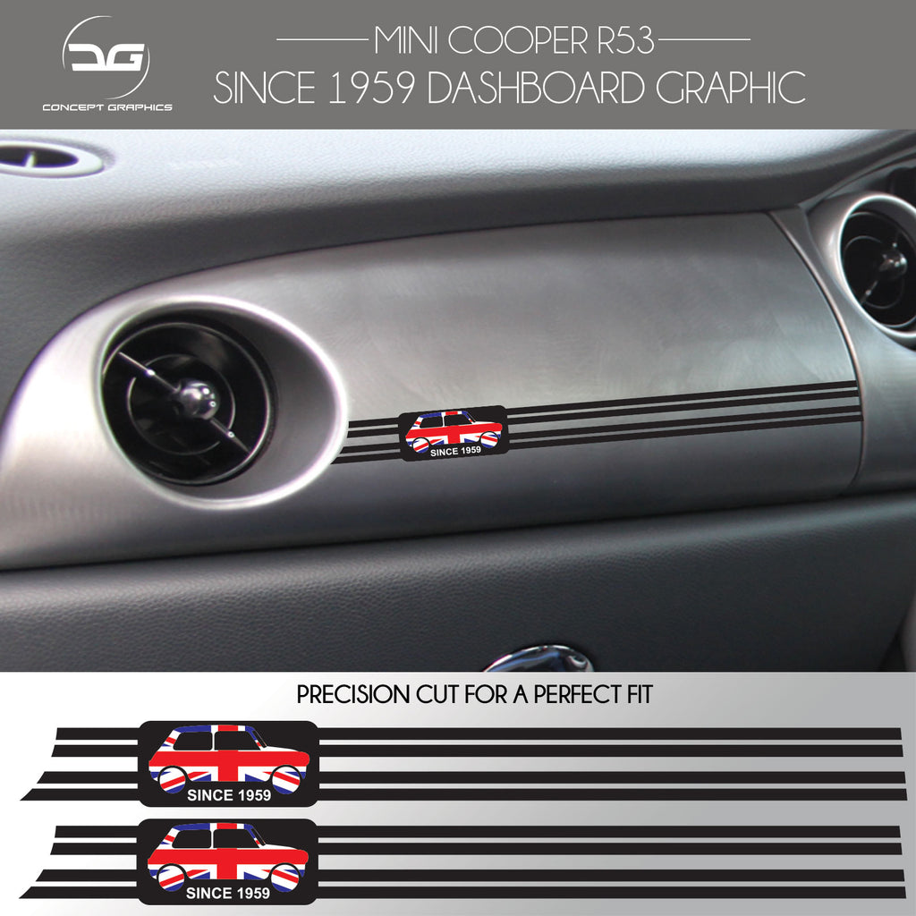 Mini Cooper S R53 Since 1959 Dashboard Stickers | Concept Graphics