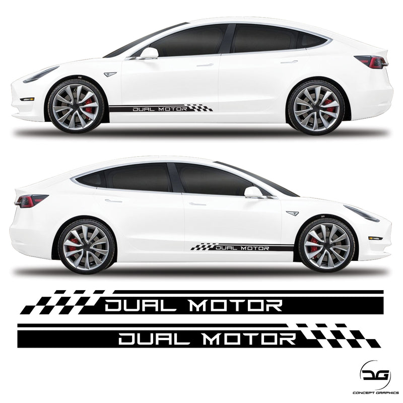 Tesla Mosel 3 Dual Motor Side Stripe Sticker Graphic