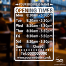 Custom Opening Hours/Times Window Sign With Business Name