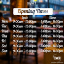Lunch & Dinner Personalised Opening Hours Vinyl Decal Sign Style 1