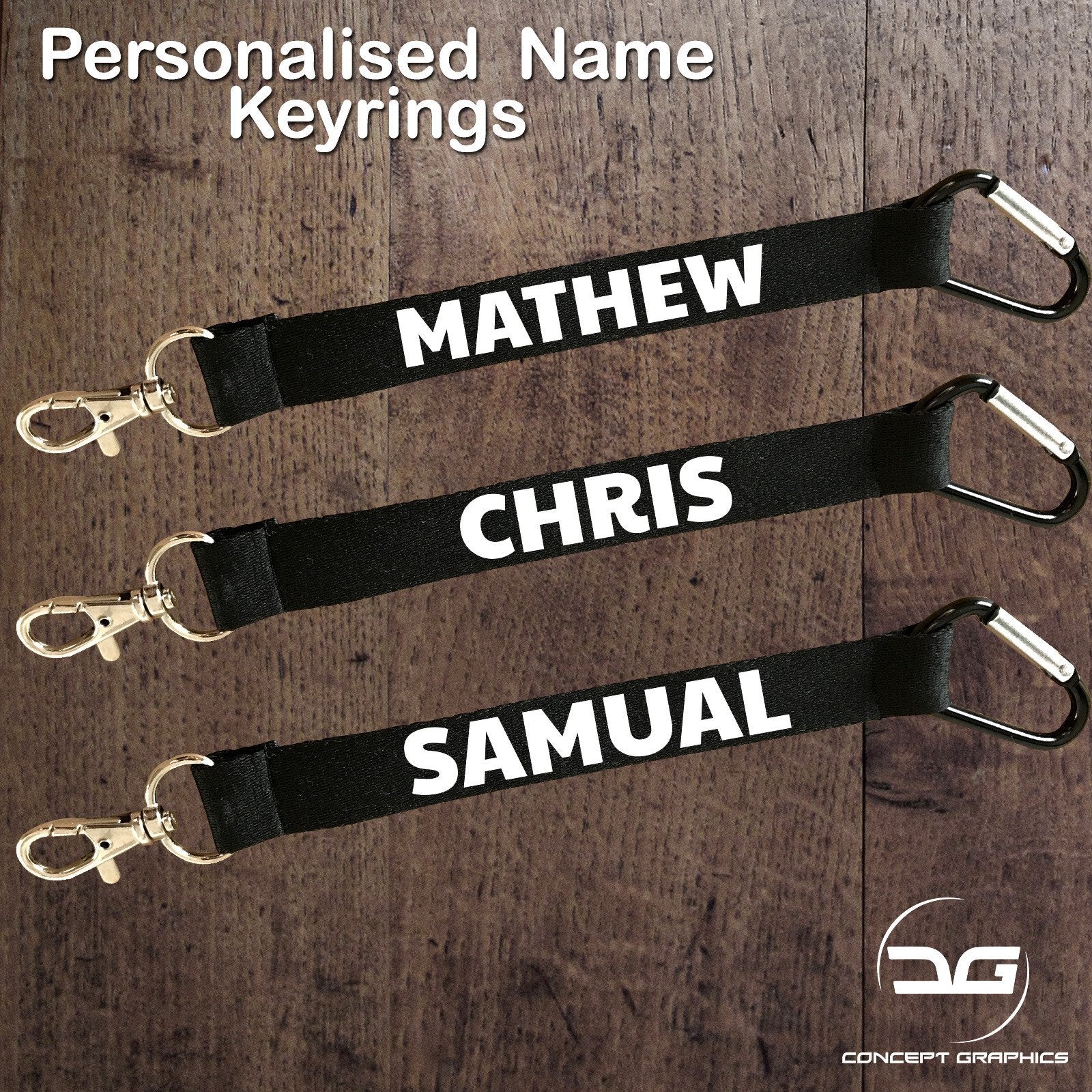 Personalised Custom Name/Text Mini Lanyard Keyring | Concept Graphics