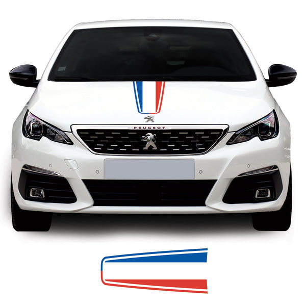 Peugeot 308 2014 Onwards French Flag Bonnet Racing Stripe Vinyl Decal Sticker Graphic
