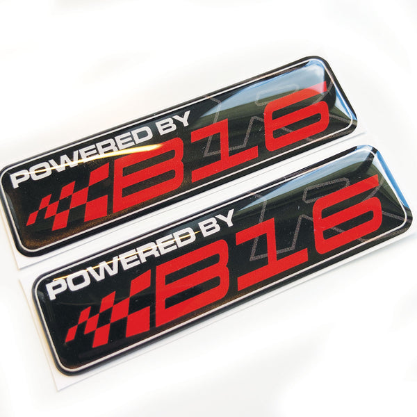 Powered By B16 3D JDM Domed Gel Decal Sticker Badges Fits Honda Civic Vtec