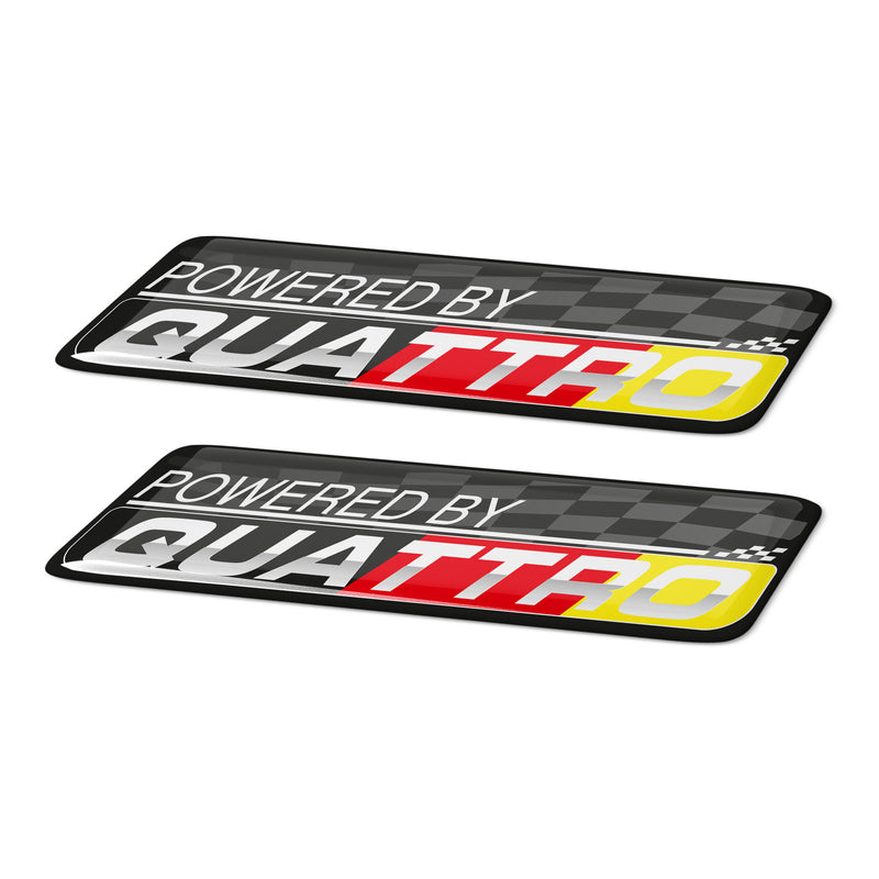 Quattro 3D Chrome Domed Gel Decal Sticker Badges Fits Audi