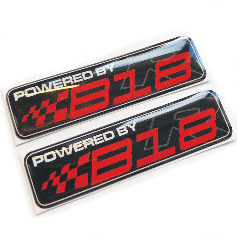 Powered By B18 3D JDM Domed Gel Decal Sticker Badges Fits Honda Civic Vtec