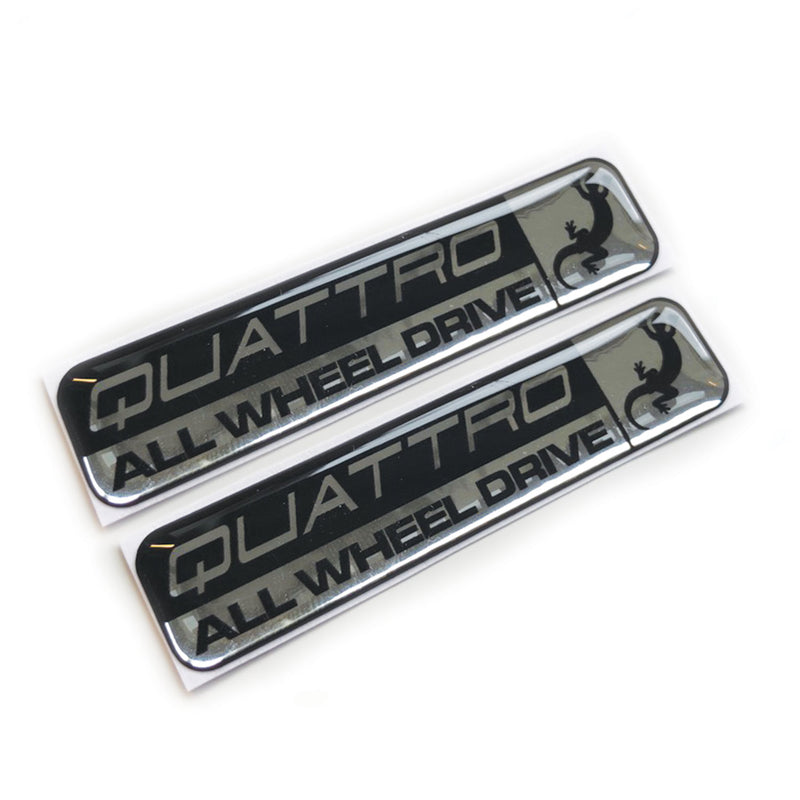 Quattro All Wheel Drive 3D Chrome Domed Gel Decal Sticker Badges Fits Audi