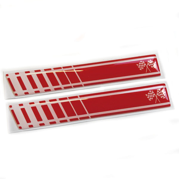 Red Stripe Flag 3D Domed Gel Decal Sticker Badges Fits Fiat 500 Abarth