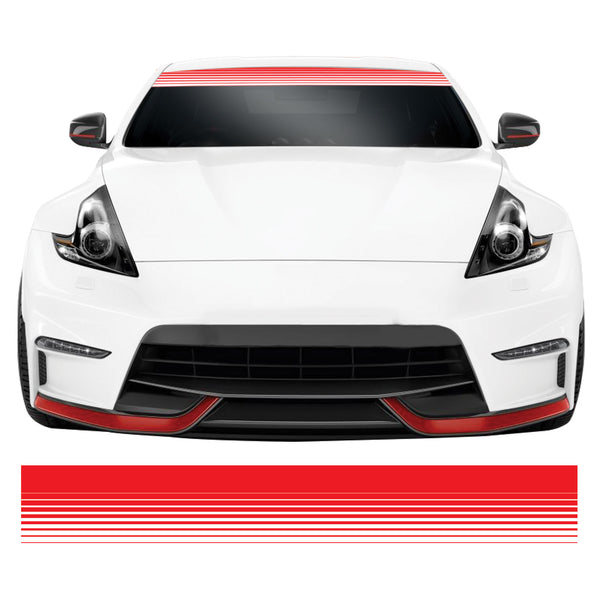 Red & White Stripe Fade JDM Euro DUB Car Windscreen Sunstrip Banner Sticker