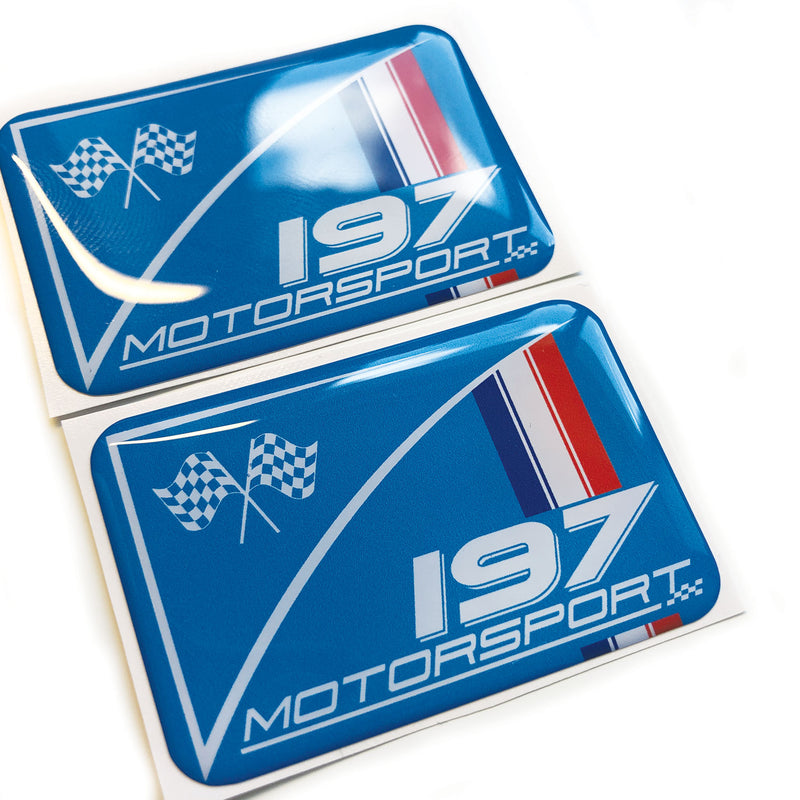 197 Motorsport French Flag 3D Domed Gel Decal Badges Fits Renault Clio Sport
