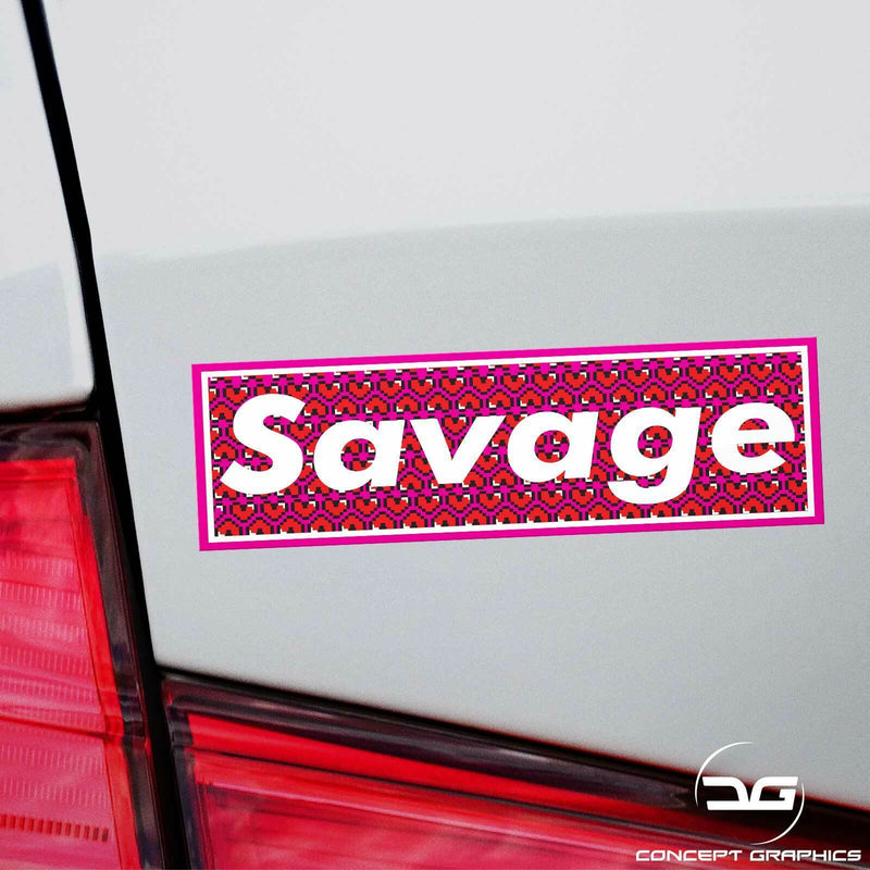 Savage Love Heart Retro 8 Bit Funny Drift Car Window Bumper Vinyl Decal Slap Sticker