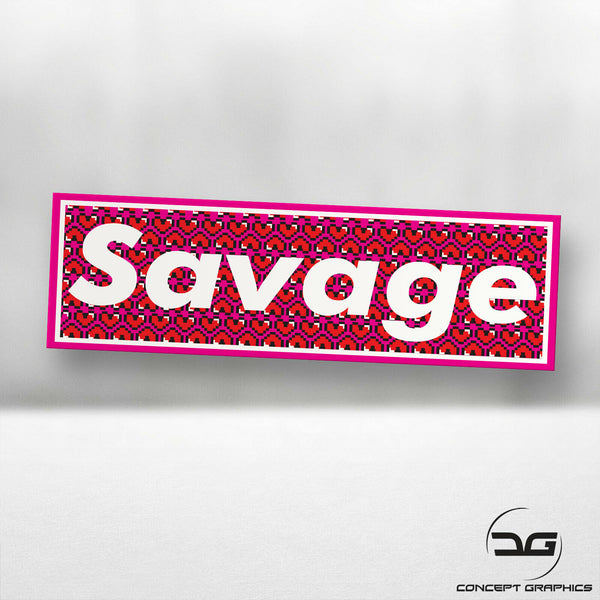 Savage Love Heart Retro 8 Bit Funny Novelty Car Window Bumper Vinyl Decal Slap Sticker