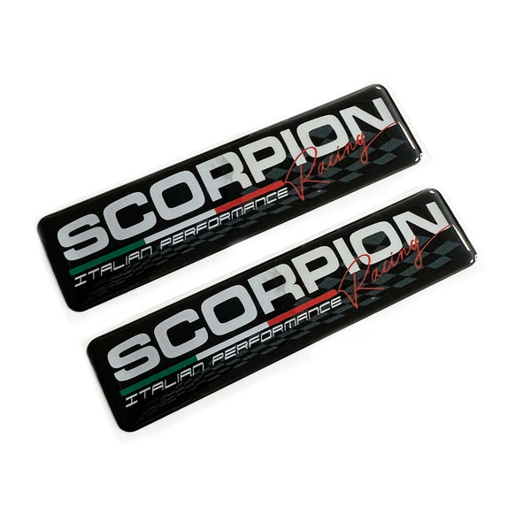 x2 Scorpion Racing Chrome Domed Gel Badges Fiat 500 595 695 Abarth