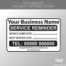 Personalised Car Service Reminder Garage Label Stickers
