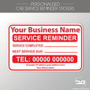 Personalised Car Service Reminder Garage Label Stickers