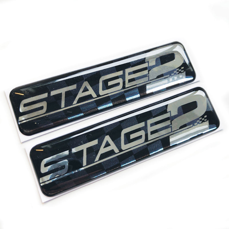 Stage 2 Engine Car Chrome 3D Domed Gel Decal Sticker Badge Wing Emblems JDM