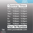 Standard Wall Mounted Opening Times Sign Design Example