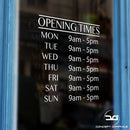 Personalised Opening Hours Vinyl Decal Window Sign Window Example