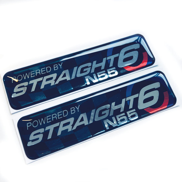 Straight 6 N55 3D Chrome Domed Gel Decal Sticker Wing Badges Fits BMW