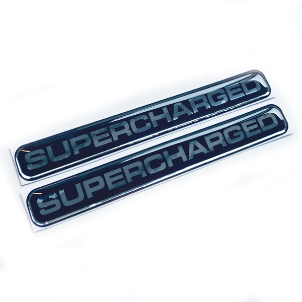 Supercharged Engine Car Chrome 3D Domed Gel Decal Sticker Badge Wing Emblems 