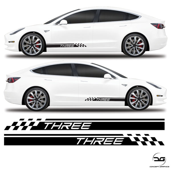 Tesla Model 3 Side Stripe Graphics Stickers