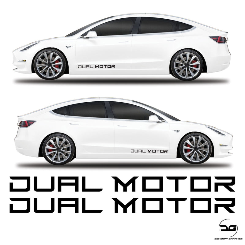 Dual Motor Tesla Model 3 Side Decal Stickers