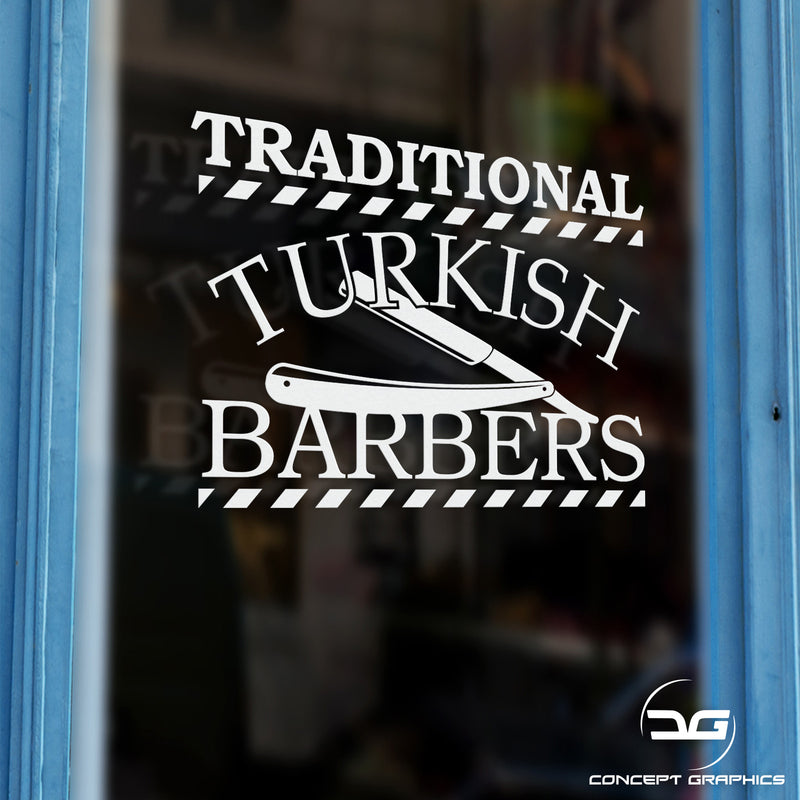 Traditional Turkish Barber Shop Window Vinyl Decal Sticker Sign