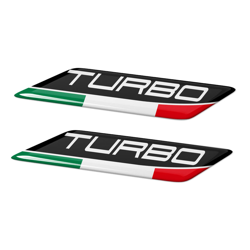 x2 Turbo Italian Flag Domed Gel Badges