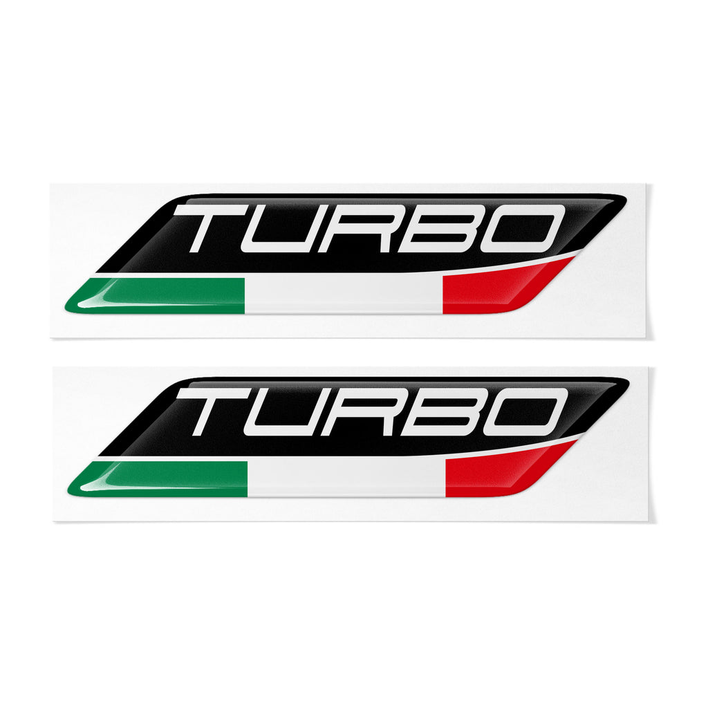 x2 Turbo Italian Flag Abarth 3D Domed Gel Badges | Concept Graphics