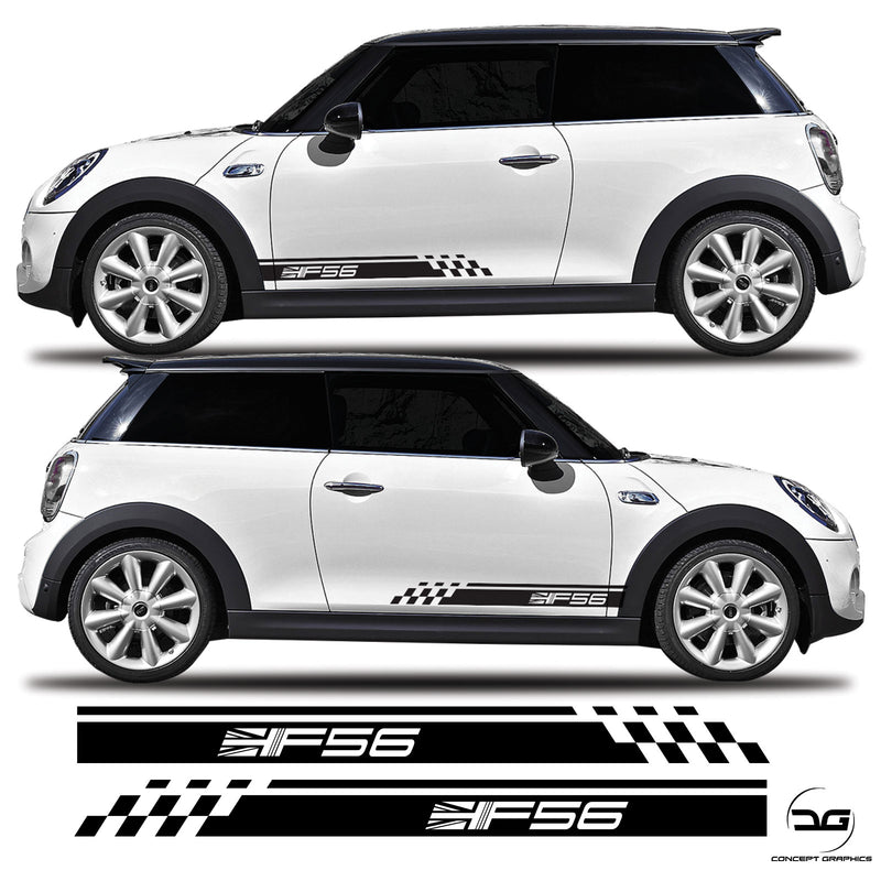 Union Jack Side Graphic Stickers For F56 Mini Cooper S, One, JCW Half Side stripes
