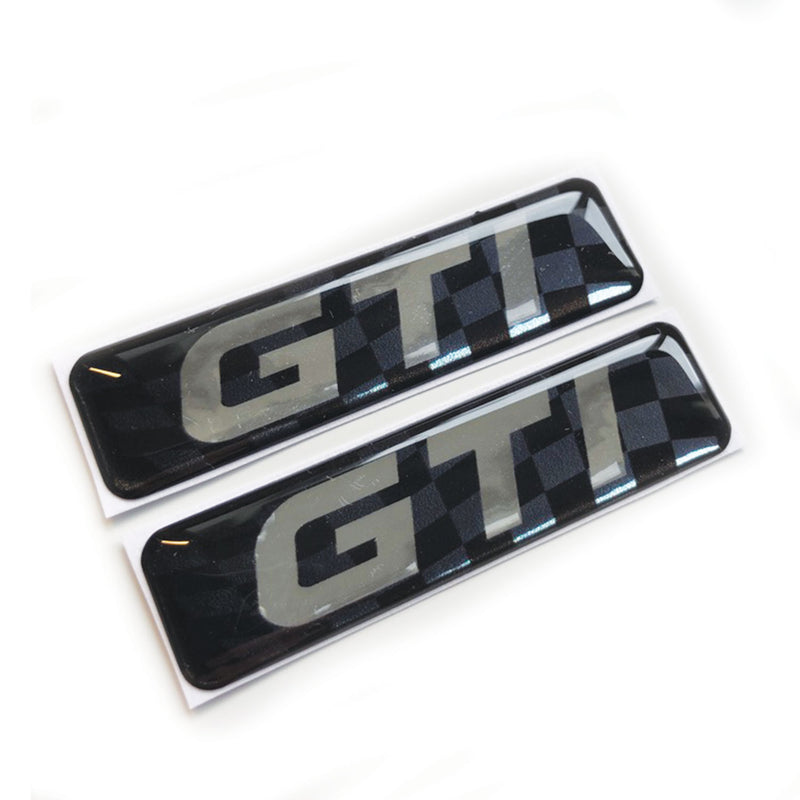 GTI Race Flag Chrome 3D Domed Gel Decal Sticker Car Badges Fits VW Golf Polo