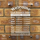 Acrylic Wall Mounted Personalised Business Opening Times Hours Sign
