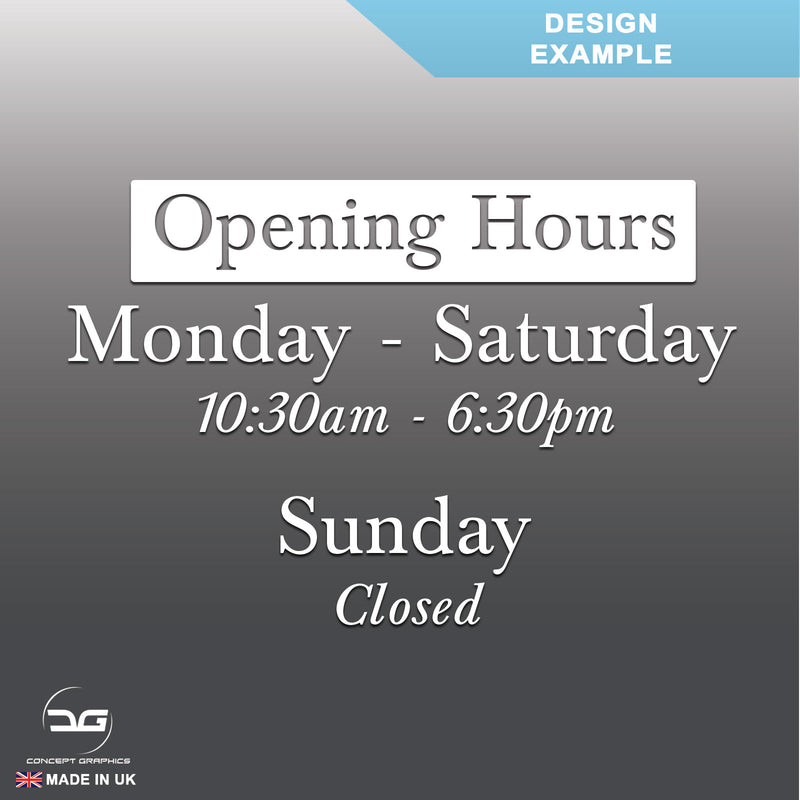 Wall Mounted Opening Times Sign Design
