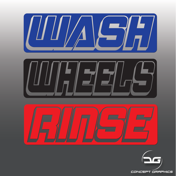 Gold Detailing Bucket Decal Set – Wash, Rinse, Wheels – Car Valeting Vinyl Stickers