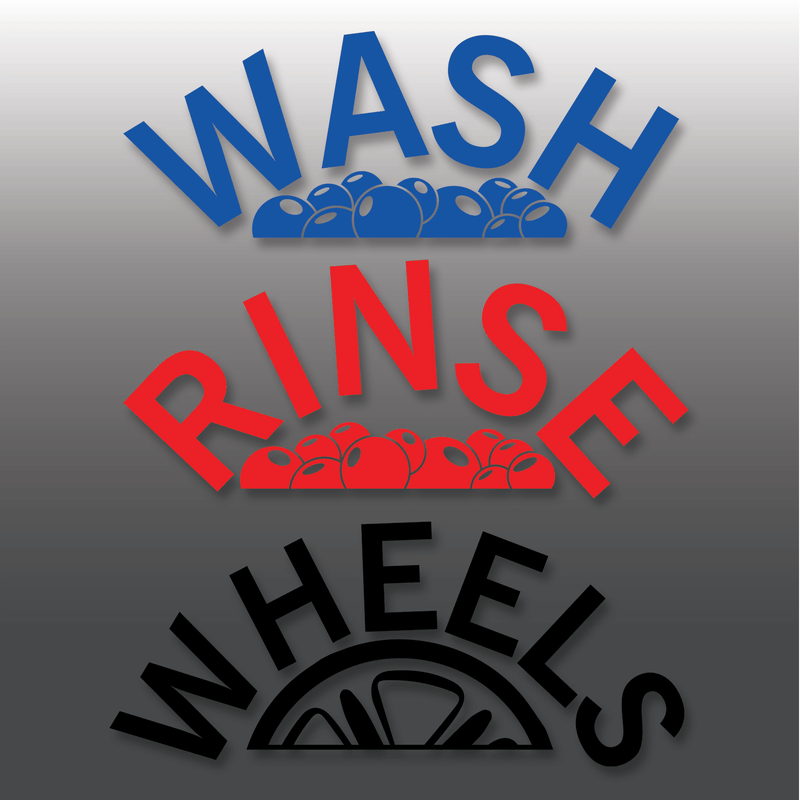 Car Detailing Arch Effect Wash, Rinse & Wheels Vinyl Bucket Stickers
