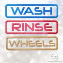 Box Outline Wash, Rinse & Wheels Glitter Vinyl Bucket Stickers