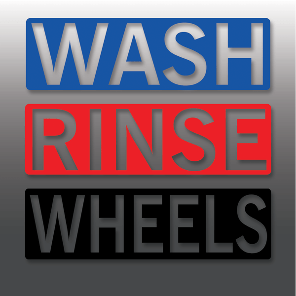 Car Detailing Wash, Rinse & Wheels Vinyl Bucket Stickers