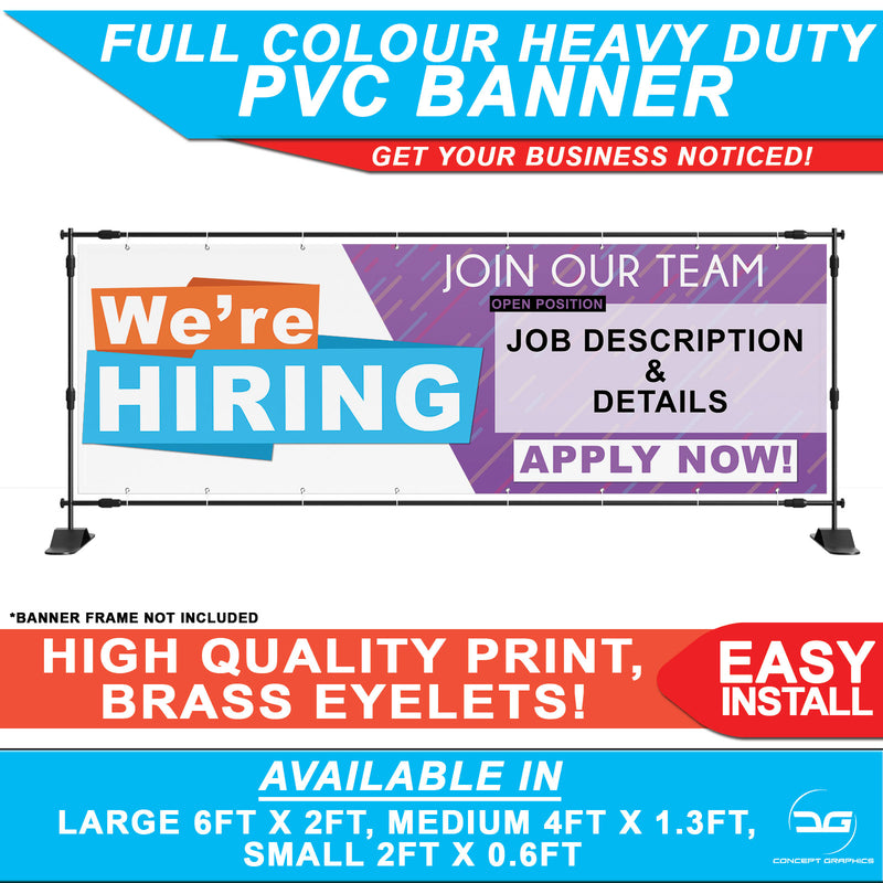 Personalised We're Hiring Job Advertising Business Outdoor Banner sign