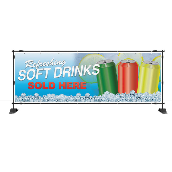 Refreshing Soft Drinks Sold Here Advertising Banner Sign Cafe Take away