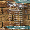 Welcome Wall Mounted Acrylic Opening Times/Hours Sign