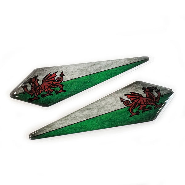 Wales Welsh Rustic Flag Car Wing 3D Domed Gel Decal Sticker Badges