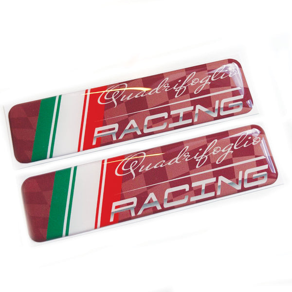 Quadrifoglio Racing 3D Domed Gel Decal Sticker Wing Badges Fits Alfa Romeo