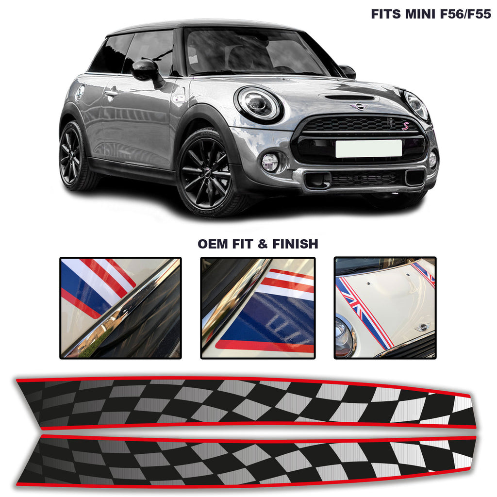 Mini Cooper Union Jack Vinyl Motorhaubenstreifen (Silber