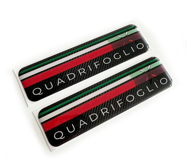 Quadrifoglio Italian 3D Domed Gel Decal Sticker Wing Badges Fits Alfa Romeo