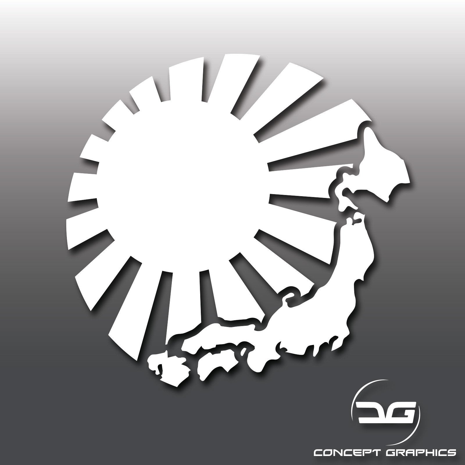Japanese Rising Sun Vinyl JDM Japanese Map Rising Sun Car Vinyl Decal Sticker | Concept Graphics