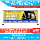 Exhaust centre brakes tyres Workshop garage advert banner sign